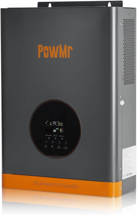 PowMr 3000W Solar Inverter, 3kW Off-Grid Hybrid Inverter, 24V DC to 220V AC, Built-in 60A MPPT Charge Controller, 9000W Peak Power for Lead Acid an