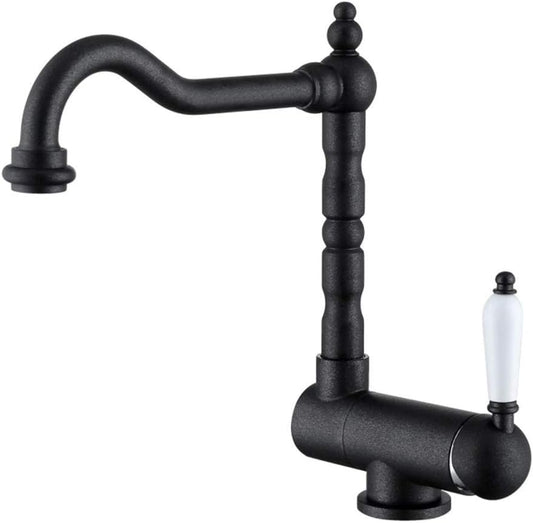 Antieke Europese keuken zonder raam, gootsteen, warm en koud, waterafvoer, kranen, binnenraam, koper, zwart, kranen, vouwkranen, omkeerbaar, plat, raamkranen@Pearl Black