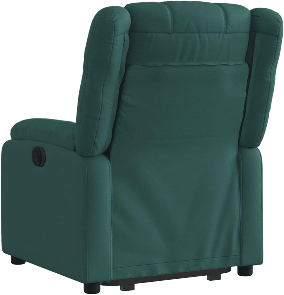 Relaxstoel Met Opstahulp – Elektrische Relaxstoel – TV-Stoel – Ligstoel – Relaxfauteuil – Elektrisch Kantelsysteem – Donkergroene Stof – Automatische Ligfunctie tot 135 Graden