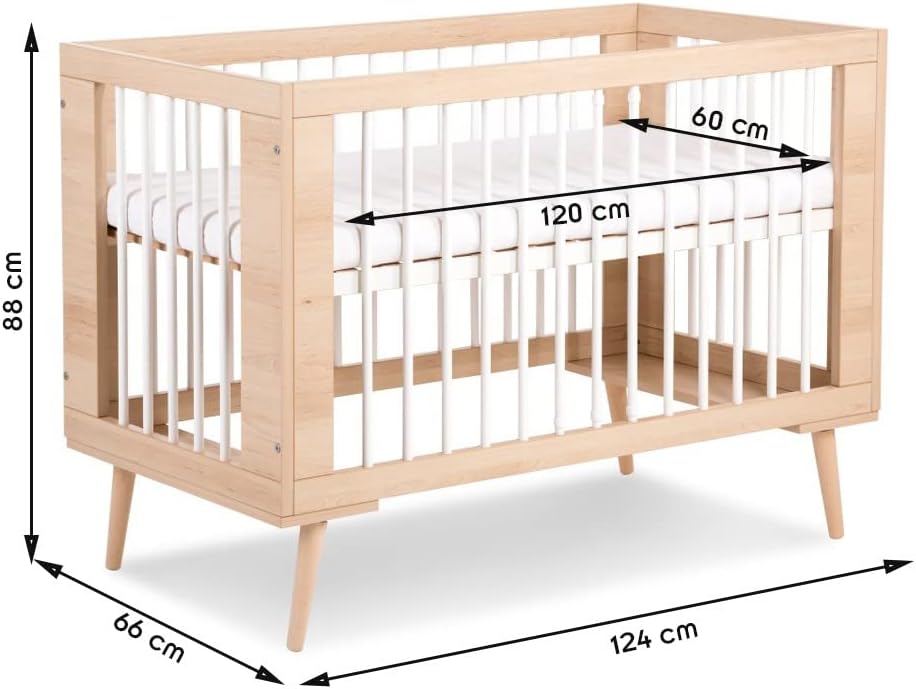 LittleSky by Klups Sofie Baby Cot 60 x 120 cm Beech - QUORE