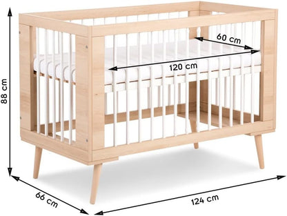 LittleSky by Klups Sofie Baby Cot 60 x 120 cm Beech - QUORE