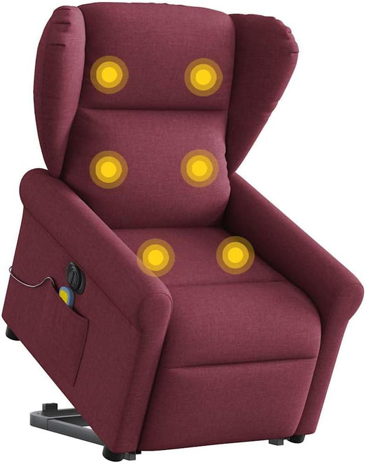 Elektrische Relaxfauteuil – Elektrische Relaxstoel – Opsta Fauteuil – Massage Fauteuil – TV Stoel – Elektrische Kantelfunctie – Vibratiemassage – Wijnrood Stof