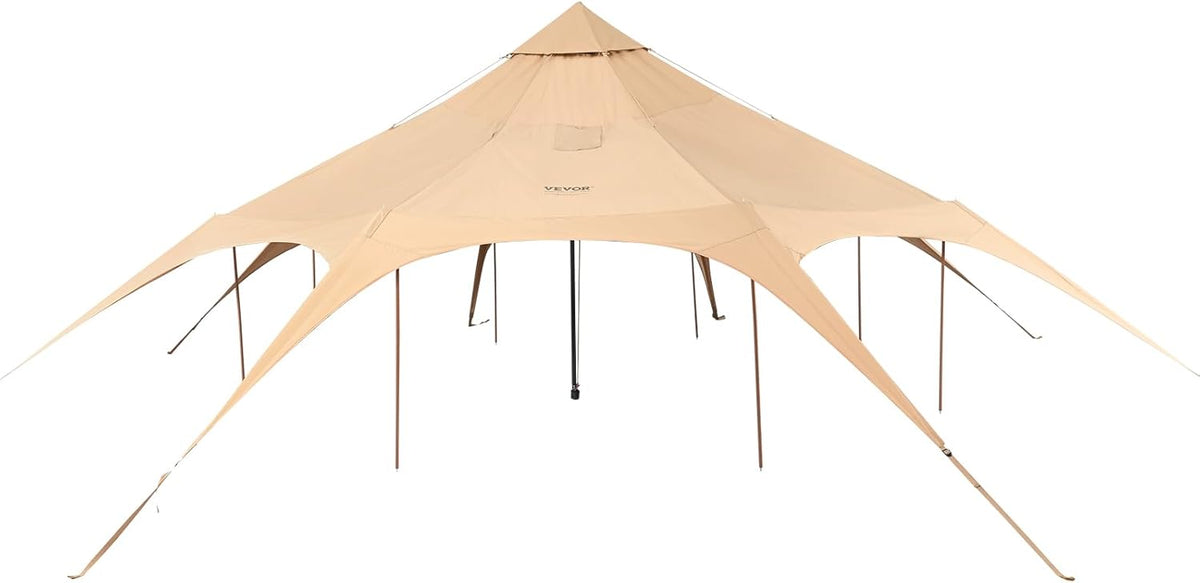 VEVOR Canvastent, 4 seizoenen, 5 m, canvas tent voor kamperen met kachelkrik, ademende yurttent voor maximaal 8 personen, familiecamping outdoor jachtfeest