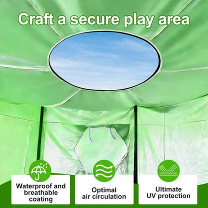Trampoline Tent 427 cm Overkapping Afdekking, Trampoline Dak Accessoire voor Rechte Stangen met 6 Stangen, Bescherming tegen Zon en Wind, Geschikt voor Outdoor Gebruik (Groen)