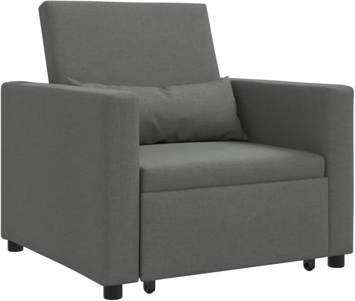 Uitschuifbare slaapbank, eenpersoons, donkergrijs, 90 x 165 x 87 cm, Scandinavische stijl, stoel voor woonkamer, slaapkamer, werkkamer, logeerkamer - QUORE