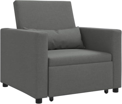 Uitschuifbare slaapbank, eenpersoons, donkergrijs, 90 x 165 x 87 cm, Scandinavische stijl, stoel voor woonkamer, slaapkamer, werkkamer, logeerkamer - QUORE