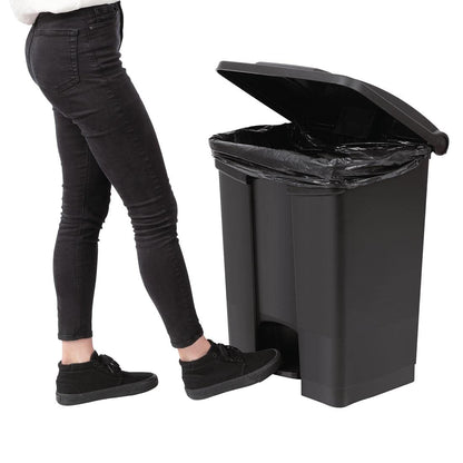 Jantex Kitchen Pedal Waste Bin Black Tight Lid 65ltr Durable Polypropylene - QUORE