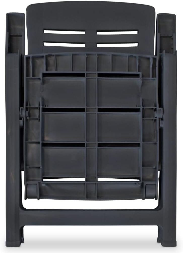 Tuinstoel – Tuinstoelen – Buitenstoel – Relaxstoel – Verstelbare Rugleuning – Weerbestendig Kunststof – Set van 2 – Antraciet – Inklapbaar – 60x61x108 cm