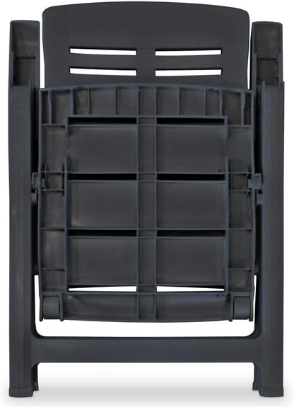 Tuinstoel – Tuinstoelen – Buitenstoel – Relaxstoel – Verstelbare Rugleuning – Weerbestendig Kunststof – Set van 2 – Antraciet – Inklapbaar – 60x61x108 cm