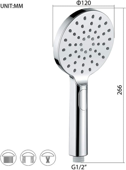 Douchesysteem – Douche Set – Thermostaatkraan – Handdouche – Douchekop – Thermostatische Temperatuurregeling – 3 Verstelbare Sproeistanden – Hoogglans Chroom