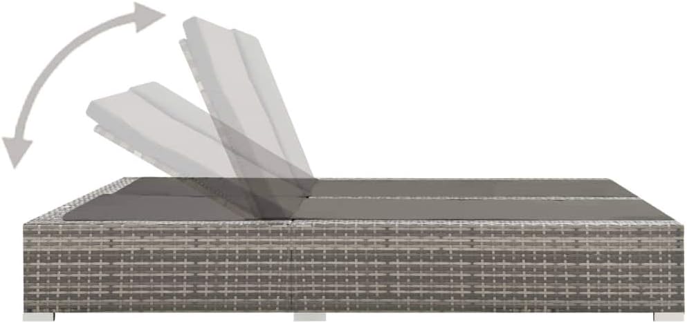 vidaXL Lounger double poly rattan grey - QUORE