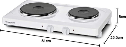 Dubbele Kookplaat – Elektrische Kookplaat – Kookplaat 2-Pits – Kookplaat Compact – Kookplaat Draagbaar – Gietijzeren Platen – 7-Standen Warmteregeling