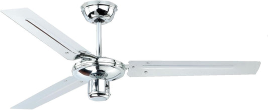 Plafondventilator – Ventilator – Plafondwaaier – Plafondfan – Industrieel Design In Chroom – Ø 122 Cm, Trekschakelaar