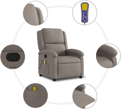 vidaXL Massage chair adjustable fabric taupe, sitting chair, armchair, armchair, armchair, armchair, chair, television chair, tv chair, tv chair, tv armchair, chair - QUORE