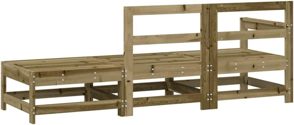 3-delige loungeset van grenenhout, geïmpregneerd tuinmeubelset, outdoor balkonset, terrasmeubels, tuinlounge, zitgroep voor terras, balkon, tuin -B - QUORE