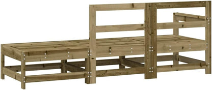 3-delige loungeset van grenenhout, geïmpregneerd tuinmeubelset, outdoor balkonset, terrasmeubels, tuinlounge, zitgroep voor terras, balkon, tuin -B - QUORE