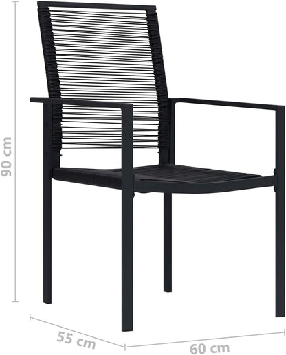 Garden Chairs Set of 4 PVC Rattan Black Balcony Chair Patio Chair Dining Chairs for Patio, Garden and Balcony - QUORE