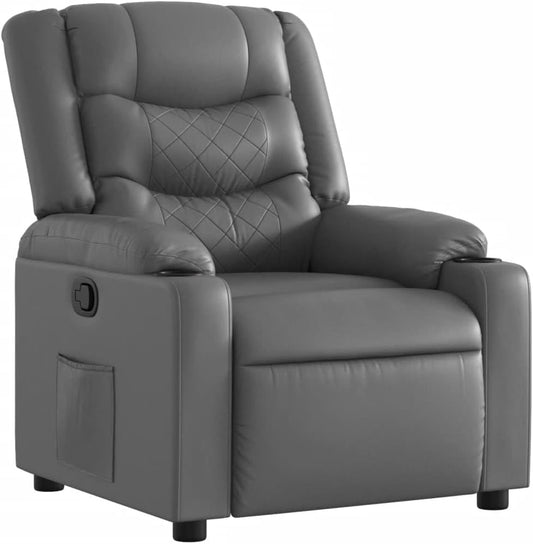 vidaXL Fauteuil verstelbaar kunstleer grijs, relaxfauteuil, relaxstoel, armstoel, leunstoel, luie stoel, tv stoel, standenstoel, fauteuil stoel