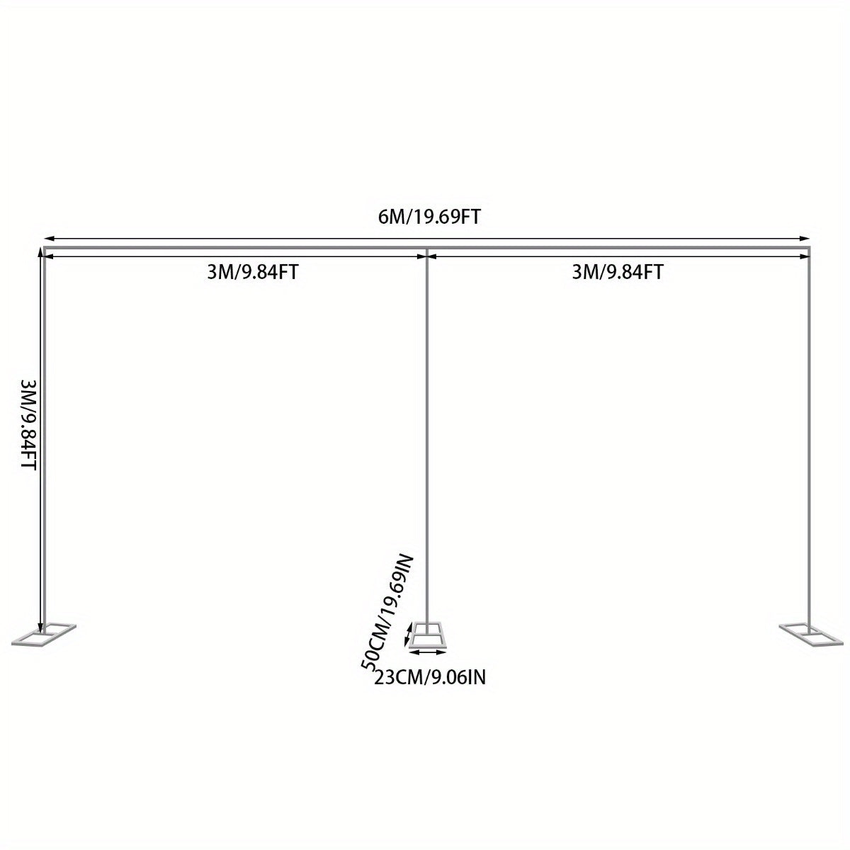 Achtergrondstandaard – Fotostatief – Achtergrondsysteem – Fotobackdrop – Studioframe – Verstelbaar Aluminium Frame – 3x6 Meter Groot – Stevig Carbonstaal