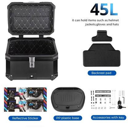 Motorbox – Motor Topkoffer – Motor Kofferbak – Motor Bagagebox – Motor Opbergbox – 45 Liter – Versterkt ABS Kunststof – Veilig Slot
