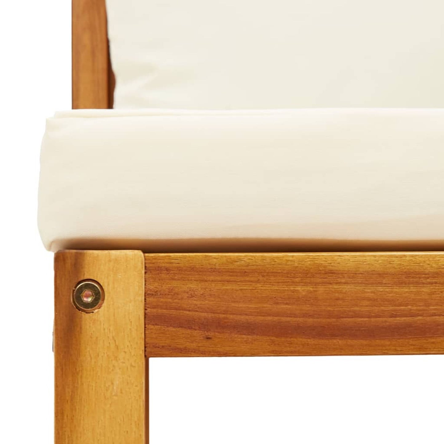 Tuinstoel – Buitenstoel – Balkonstoel – Terrasstoel – Zithoekstoel – Massief Acaciahout – Comfortabele Crème Kussens – Weerbestendig PE-Rotan – 65 x 65 cm – Lage Zithoogte 29 cm