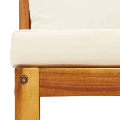 Tuinstoel – Buitenstoel – Balkonstoel – Terrasstoel – Zithoekstoel – Massief Acaciahout – Comfortabele Crème Kussens – Weerbestendig PE-Rotan – 65 x 65 cm – Lage Zithoogte 29 cm