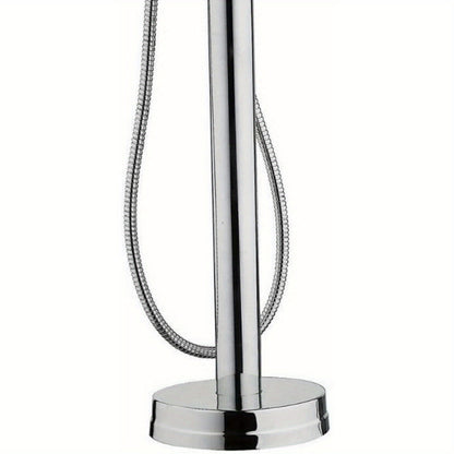 Badkraan – Vrijstaande Badkraan – Badmengkraan – Douchekraan – Badkuipkraan – Chroomgekleurd Messing – Vloerbevestiging – Met Handdouche – Instelbare Hoogte 118 cm