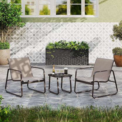 3-delige Tuinset – Bistroset – Balkonset – Terrasmeubilair – Buitenmeubels – Ademend Stof – Weerbestendig Metaal