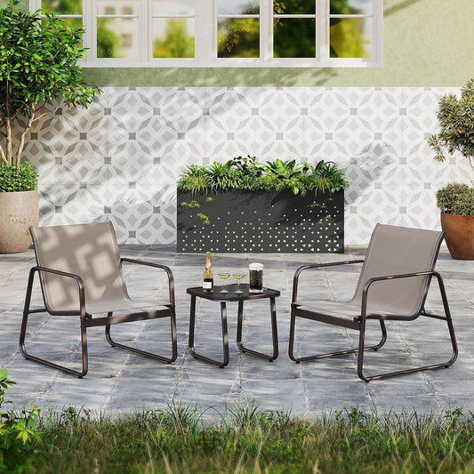 3-delige Tuinset – Bistroset – Balkonset – Terrasmeubilair – Buitenmeubels – Ademend Stof – Weerbestendig Metaal