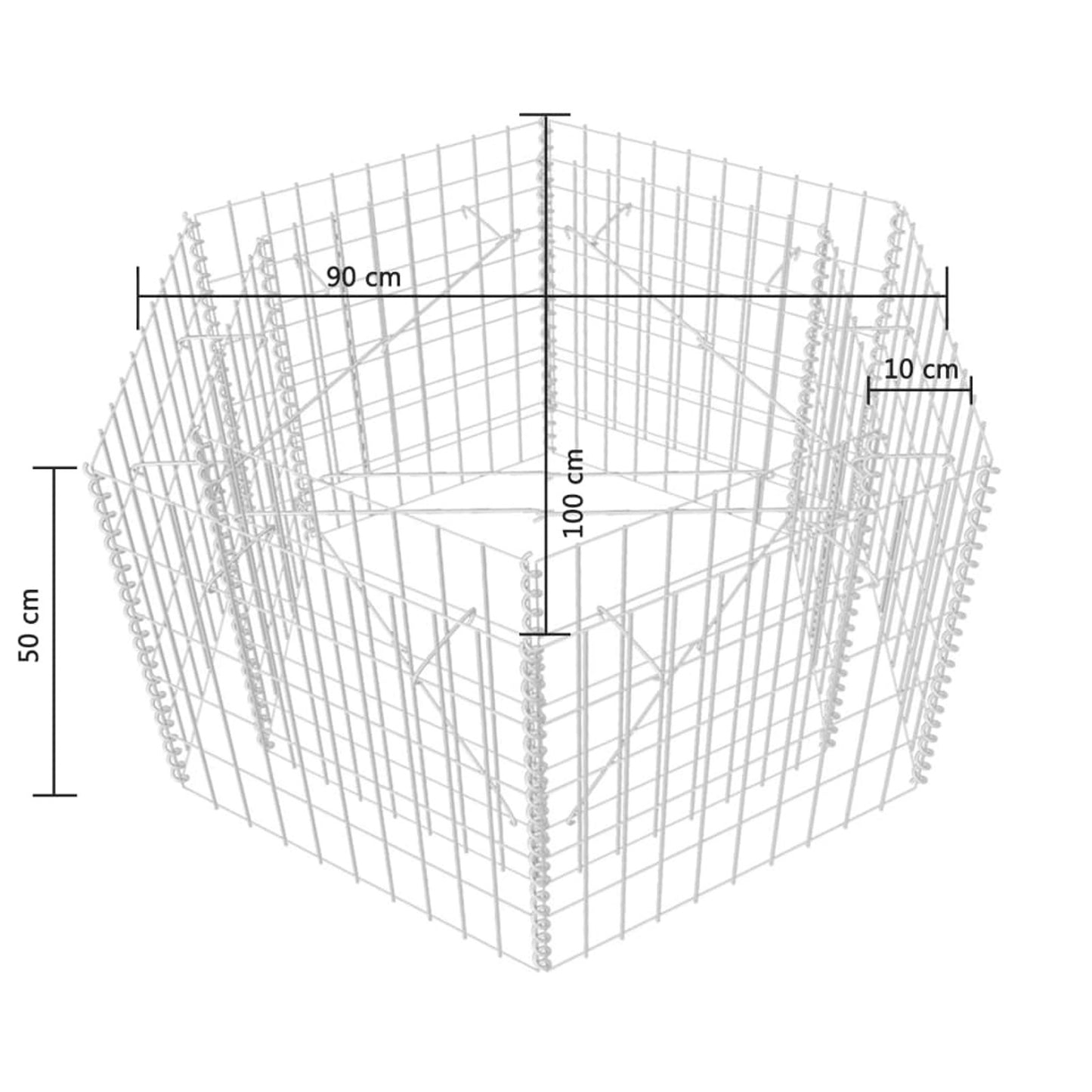 Hexagonale Gabion Plantenbak – Tuinbak – Bloembak – Tuinbakje – Plantenmand – Gecoat Staal – 100x90x50 cm – Stevige Constructie – Weerbestendig