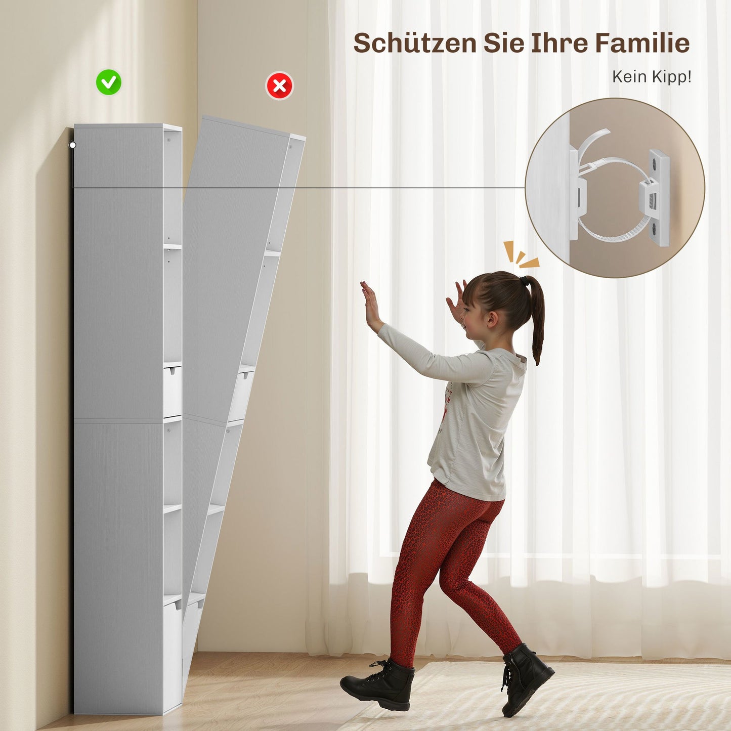Boekenkast – Boekplank – Opbergkast – Vakkenkast – Rek – Wit – 6 Niveaus – 3-Traps Verstelbare Plank – Lade & Kastdeur