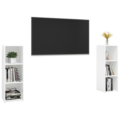 2pcs White Modern Minimalist Floating TV Stand with Storage Shelves - Heavy-Duty Hardwood Construction, Space-Saving Wall-Mounted Design, 68.58cm Height, 3.2 Cu Ft Capacity, Easy Assembly for Flat-Screen TVs, Media Consoles &