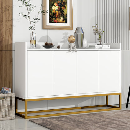 Dressoir – Sideboard – Kast – Opbergmeubel – Buffetkast – Wit – Handvatloos Design – Stevig Houten Materiaal