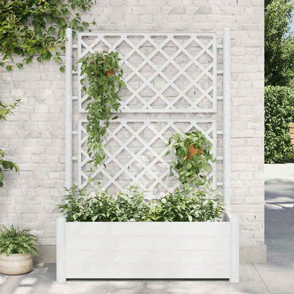 Easy to assemble modern and simple Planter with trellis 100x43x142cm White backyard high-quality flower box kit