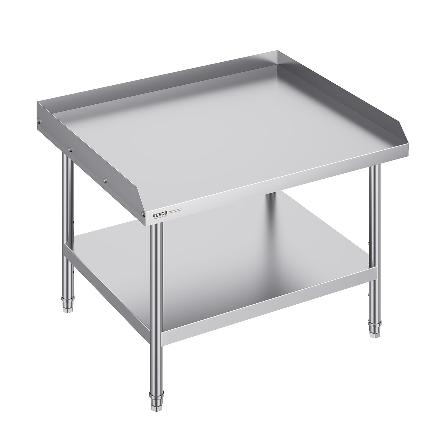 Werktafel – Werkbank – Opbergtafel – Preparatietafel – Roestvrij Staal – 3-zijdige Opstaande Rand – Verstelbare Legplanken