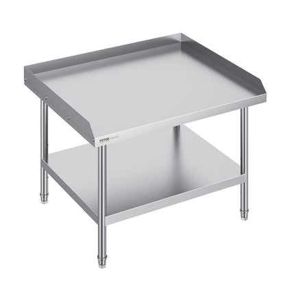 Werktafel – Werkbank – Opbergtafel – Preparatietafel – Roestvrij Staal – 3-zijdige Opstaande Rand – Verstelbare Legplanken