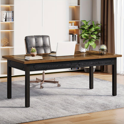 Bureau – Schrijftafel – Bureautafel – Werkplek – Computertafel – Rustiek Bruin – Metaal & Hout – 68,5 cm Hoog – 3,2 Kubieke Voet Opbergruimte