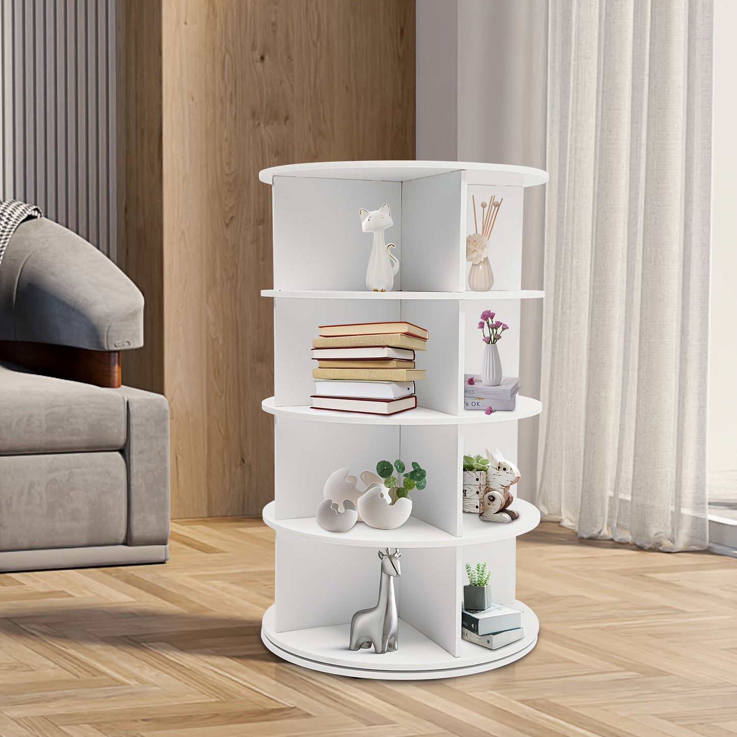 Draaibare Schoenenrek – Schoenenorganizer – Schoenenkast – Schoenentoren – Schoenenstandaard – 4-Lagen – 360° Rotatie – Wit – Vrijstaand – Compact – Duurzaam PVC