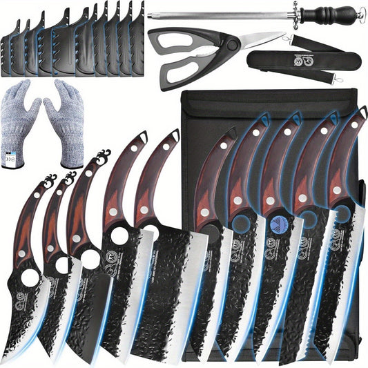 10-Delige Keukenmessenset – Messenset – Keukenmessen – Snijset – Koksset – Ergonomische Handvatten – Gehard Staal