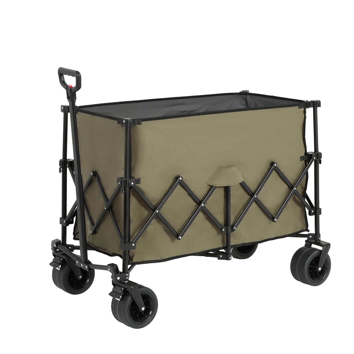 Bolderkar – Vouwkar – Vouwwagen – Strandwagen – Tuinwagen – Opvouwbaar – Stevig Stalen Frame – All-Terrain Grote Wielen – Beige