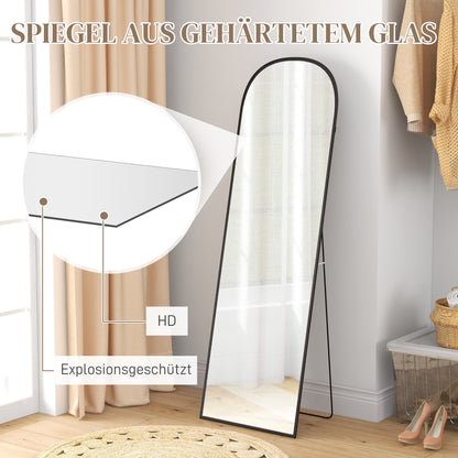 Full Body Spiegel – Vloerspiegel – Staande Spiegel – Grote Spiegel – Zwarte Spiegel – Slank Zwart Frame – 50x161,5 cm Groot