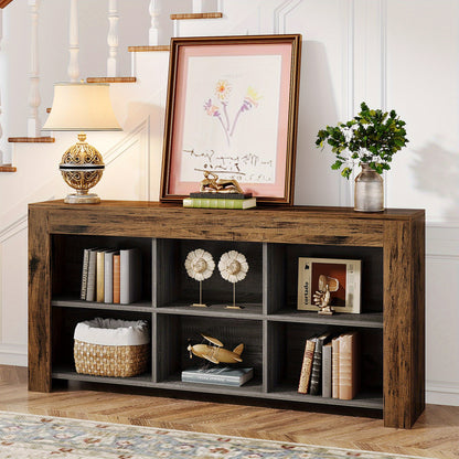 Sidetable – Consoletafel – Haltafel – Wandtafel – Bijzettafel – 160 cm Wit – 6 Open Vakken – Duurzaam Hout en MDF