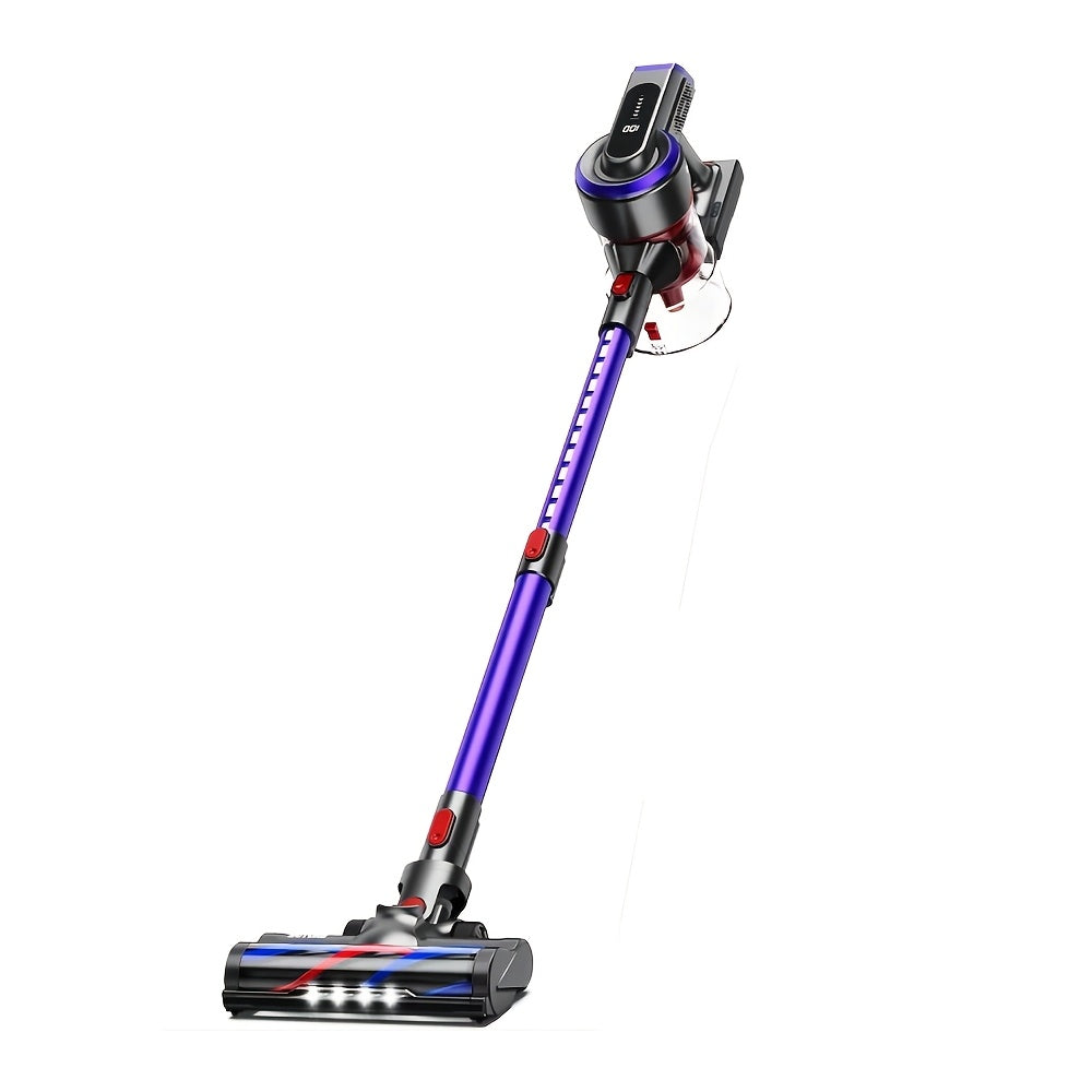 Draadloze Steelstofzuiger – Stofzuiger Zonder Snoer – Handstofzuiger – Snoerloze Zuiger – Accu Stofzuiger – 450W Krachtige Zuigkracht – 55 Min Looptijd – Paars