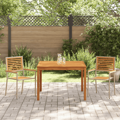 Tuinmeubelset – Tuinset – Loungeset – Zitgroep – Balkonset – Beige Polyrattan en Acaciahout – Stapelbare Stoelen met Kussens – Tafel 50x50 cm