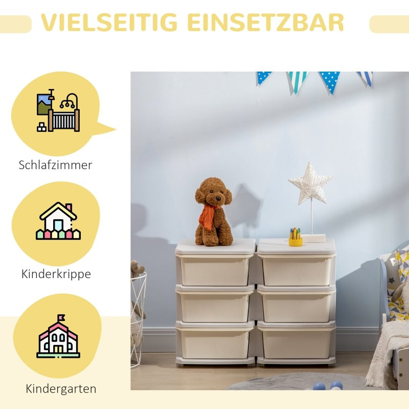 6-laags Opbergkast – Speelgoedkast – Ladenkast – Kinderkamer Opberger – Schuifladenkast – Ruimtebesparend – Duurzaam Kunststof
