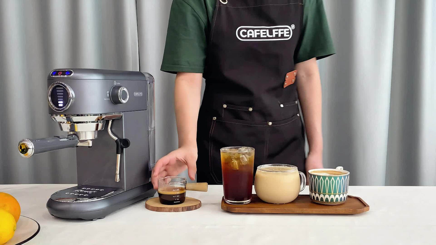 Espressomachine – Koffiemachine – Latte Maker – Cappuccinomachine – Halfautomaat – Roestvrij Stalen Behuizing – 7-instelbare Watervolume Controle