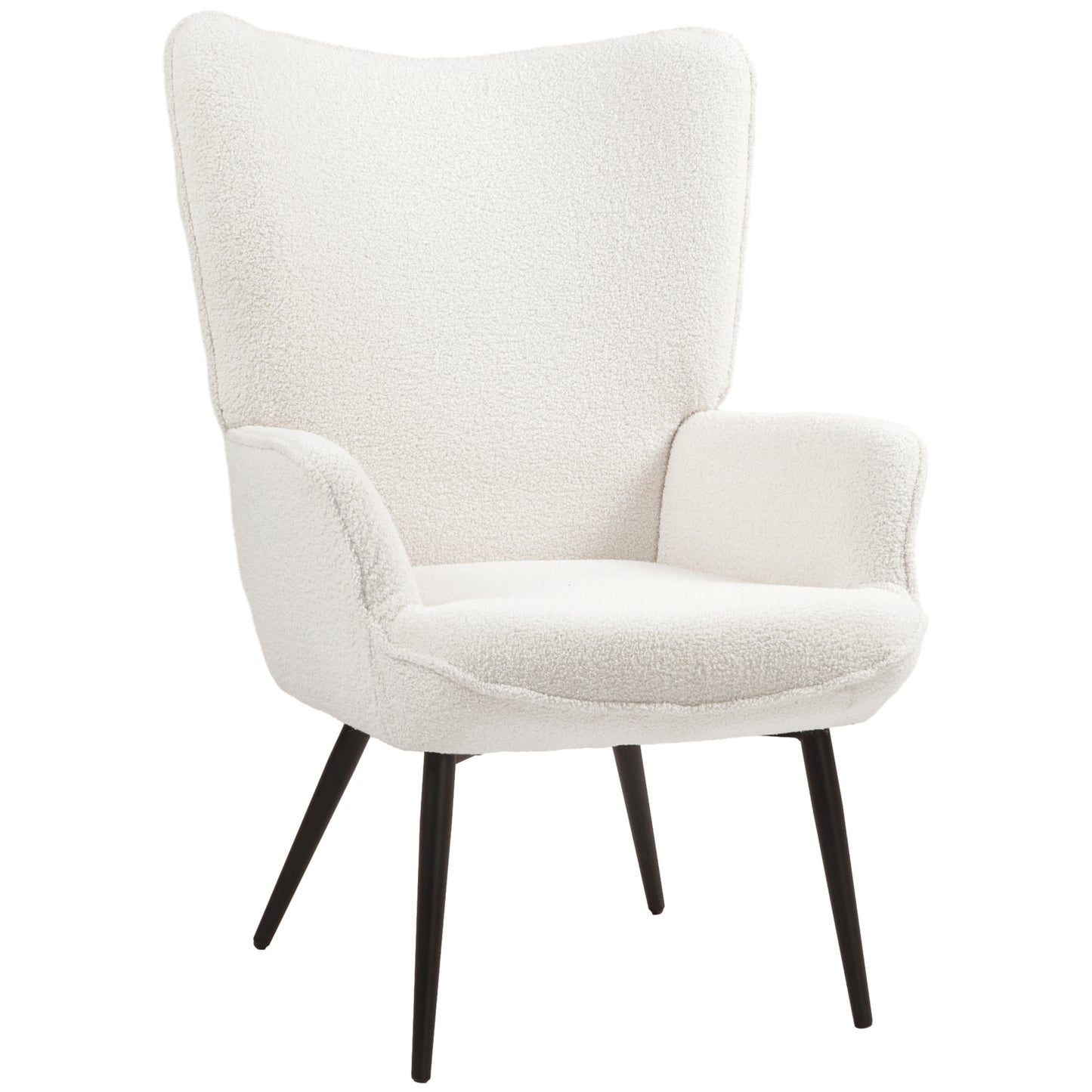 Fauteuil – Armstoel – Relaxstoel – Loungefauteuil – Zithoekstoel – Crème Kleur – Polyester Bekleding – Metalen Pootjes – 71x77x102 cm
