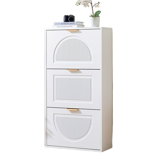 Schoenenkast – Schoenenrek – Schoenenopberger – Halmeubel – Opbergkast – 3-laags – Witte Bamboe – Klassiek Design – Vrijstaand