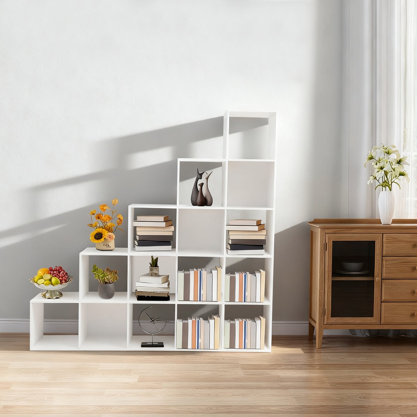 15-Cube L-Shaped Storage Bookcase | Plastic Freestanding Organizer for Home & Office, Contemporary Style by NaMaSyo, Corner Shelves