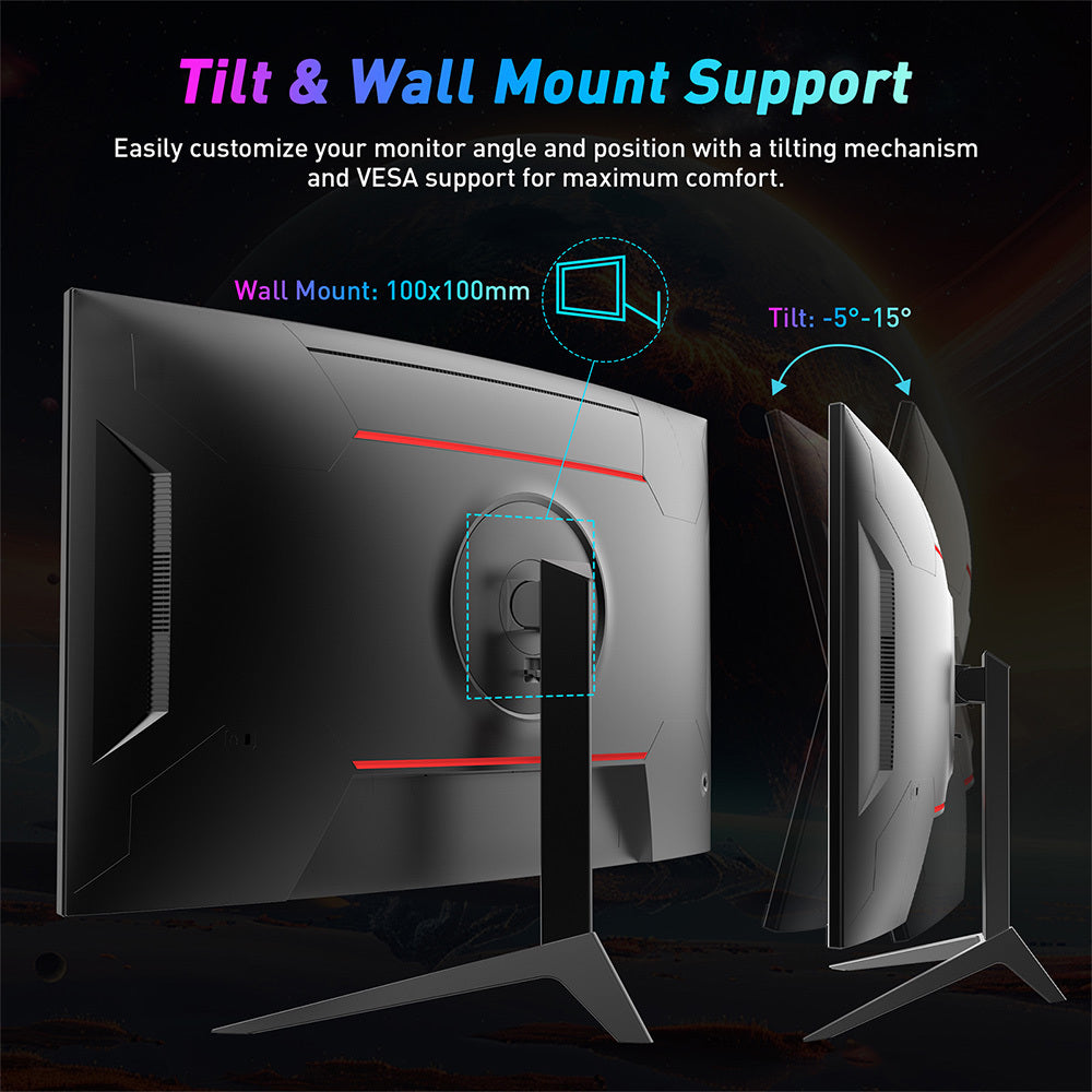 Gaming Monitor – Curved Monitor – PC Monitor – Gaming Display – Full HD Monitor – 32 Inch Curved 1500R – 240Hz Verversingssnelheid – FreeSync & G-Sync Compatible